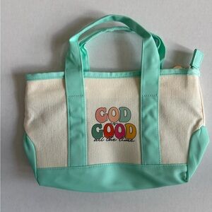 Canvas Tote Bag with Mint Trim - "God Is Good" Graphic